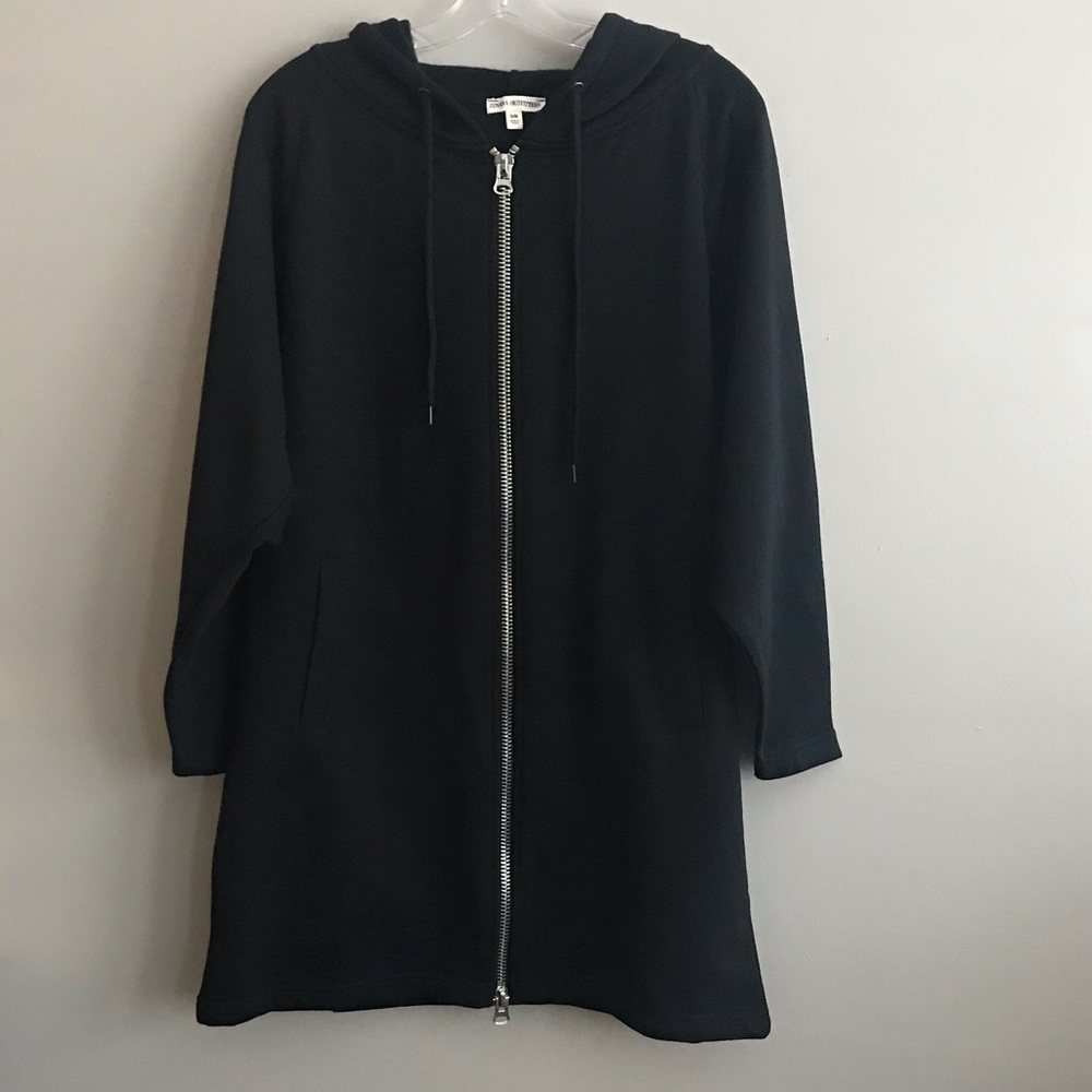 Zenanna Black Double Zipper Sweatshirt Jacket S/M